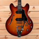 Eastman T64-V semi-hollow body electric guitar Antique Goldburst with f-holes and dual humbuckers
