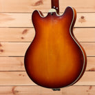 Eastman T64-V semi-hollow body electric guitar Antique Goldburst with cream binding and f-holes