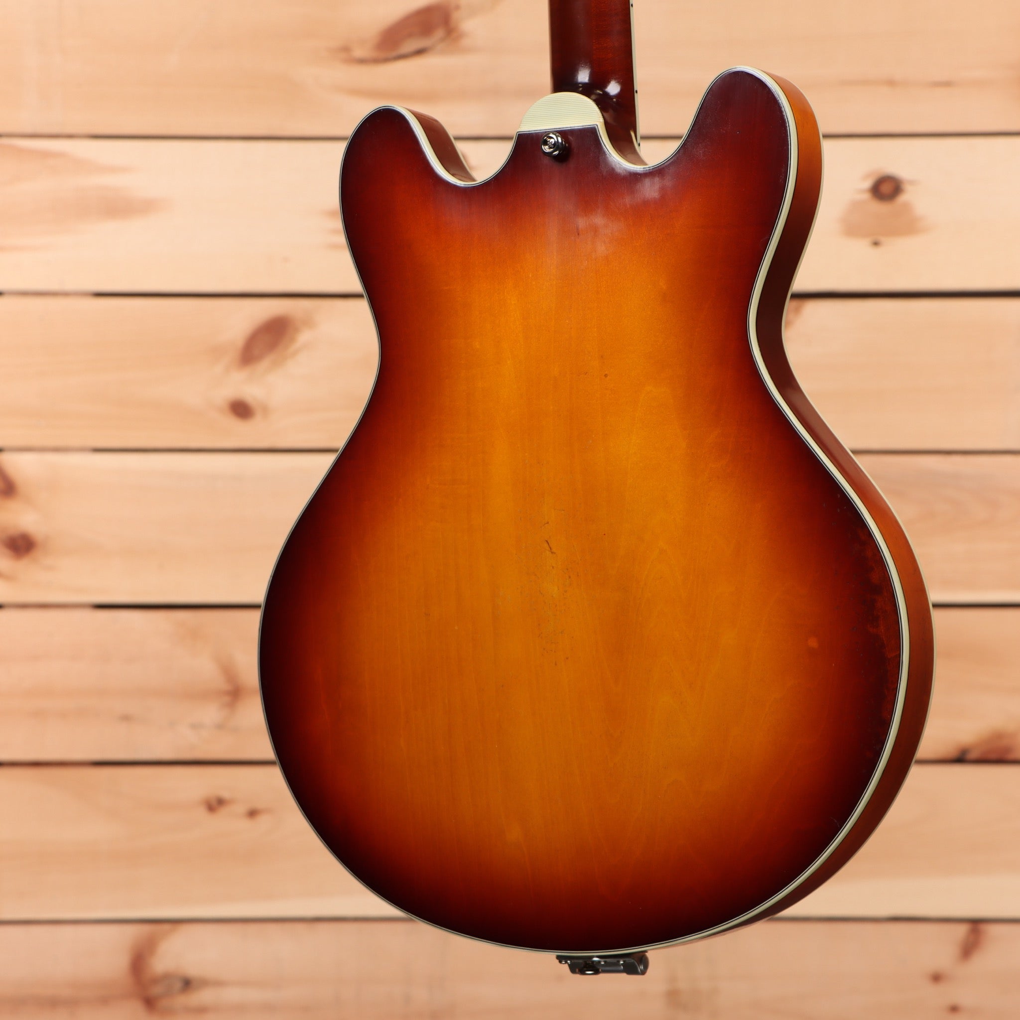 Eastman T64-V semi-hollow body electric guitar Antique Goldburst with cream binding and f-holes