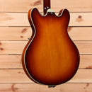 Eastman T64-V semi-hollow body electric guitar antique goldburst with f-holes and cream binding