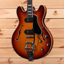 Eastman T64-V semi-hollow body electric guitar Antique Goldburst with dual humbuckers and f-holes