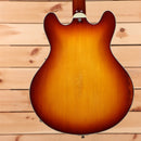 Eastman T64VT semi-hollow electric guitar Antique Goldburst with curved body and maple neck