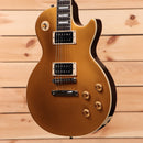 Gibson Slash Victoria Les Paul Standard Goldtop electric guitar with dual humbucker pickups and gold hardware