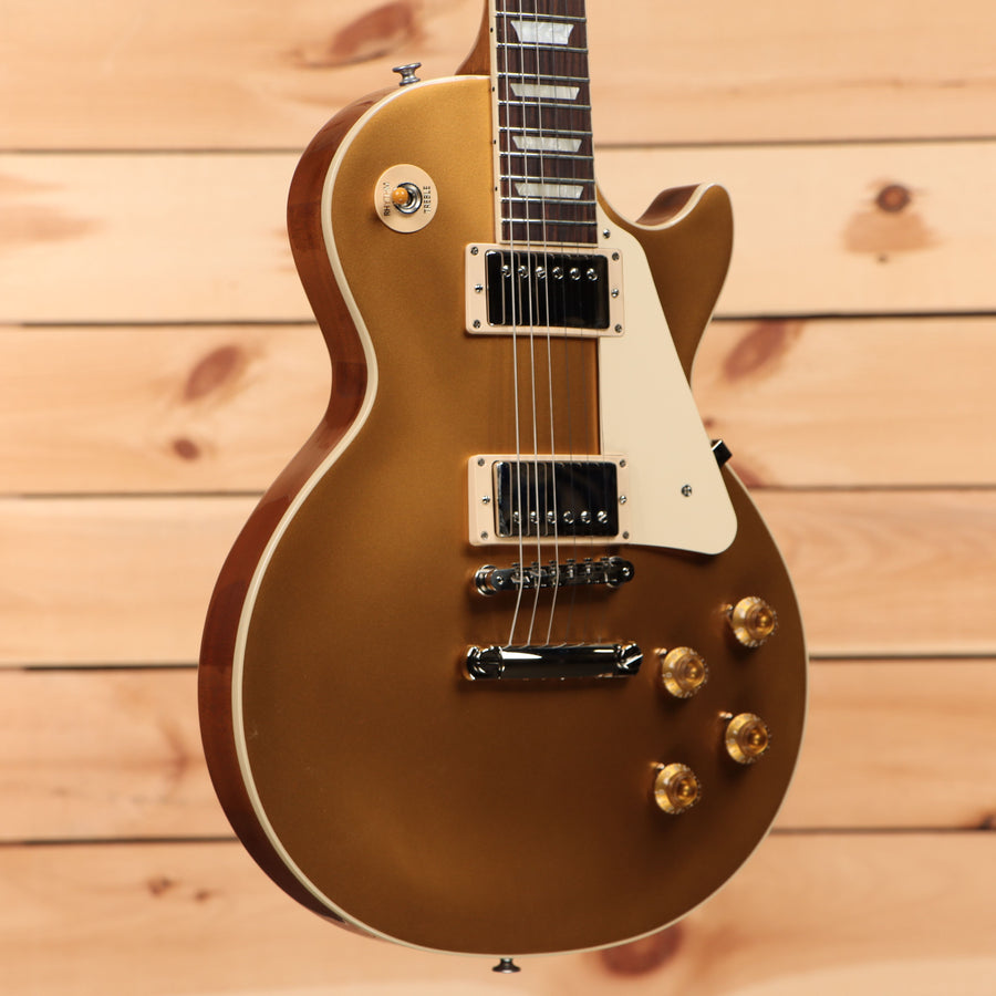 Gibson Les Paul Standard 50s Gold Top electric guitar with dual humbucker pickups and gold hardware