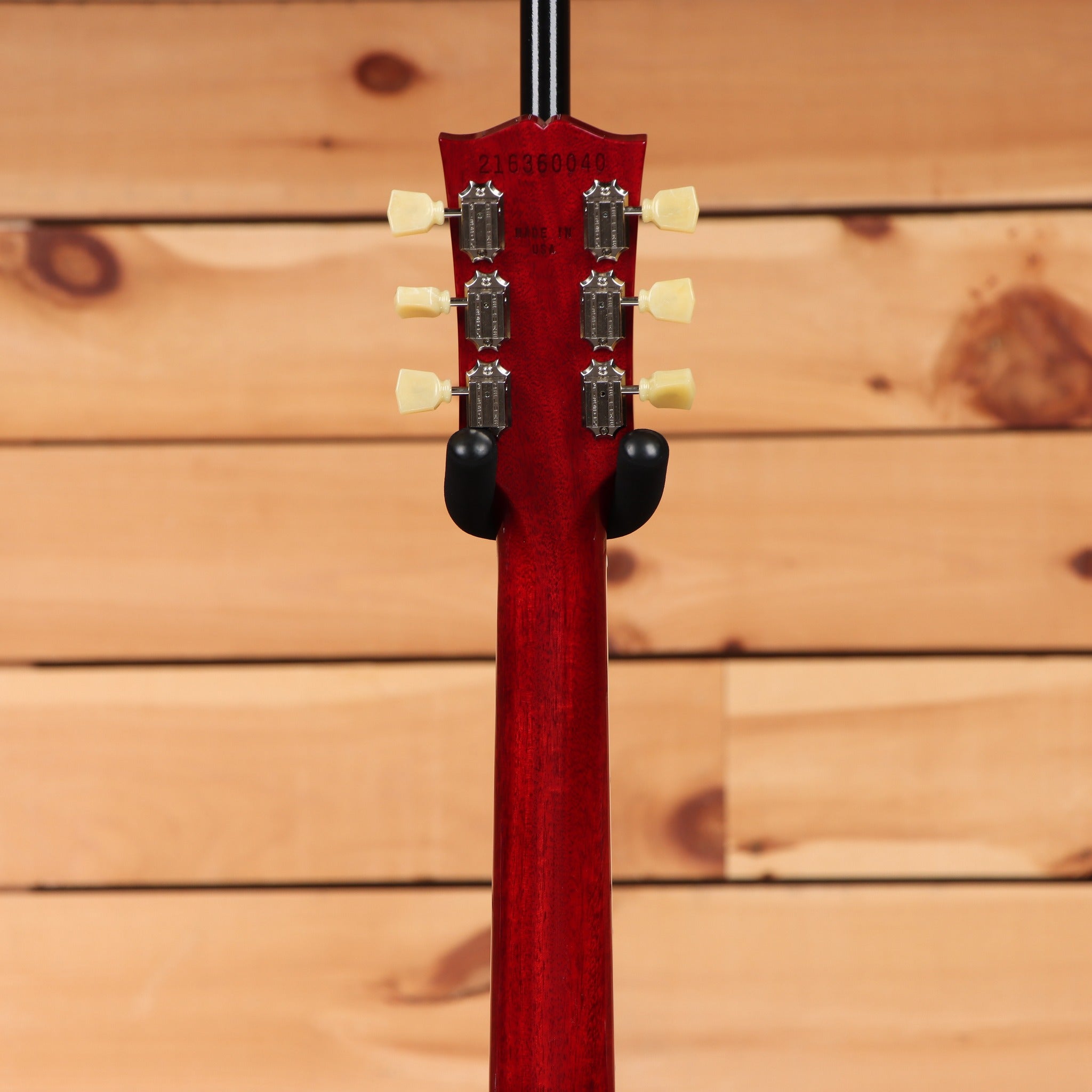Gibson Les Paul Standard 50s electric guitar Heritage Cherry Sunburst headstock back with Kluson-style tuners cream buttons