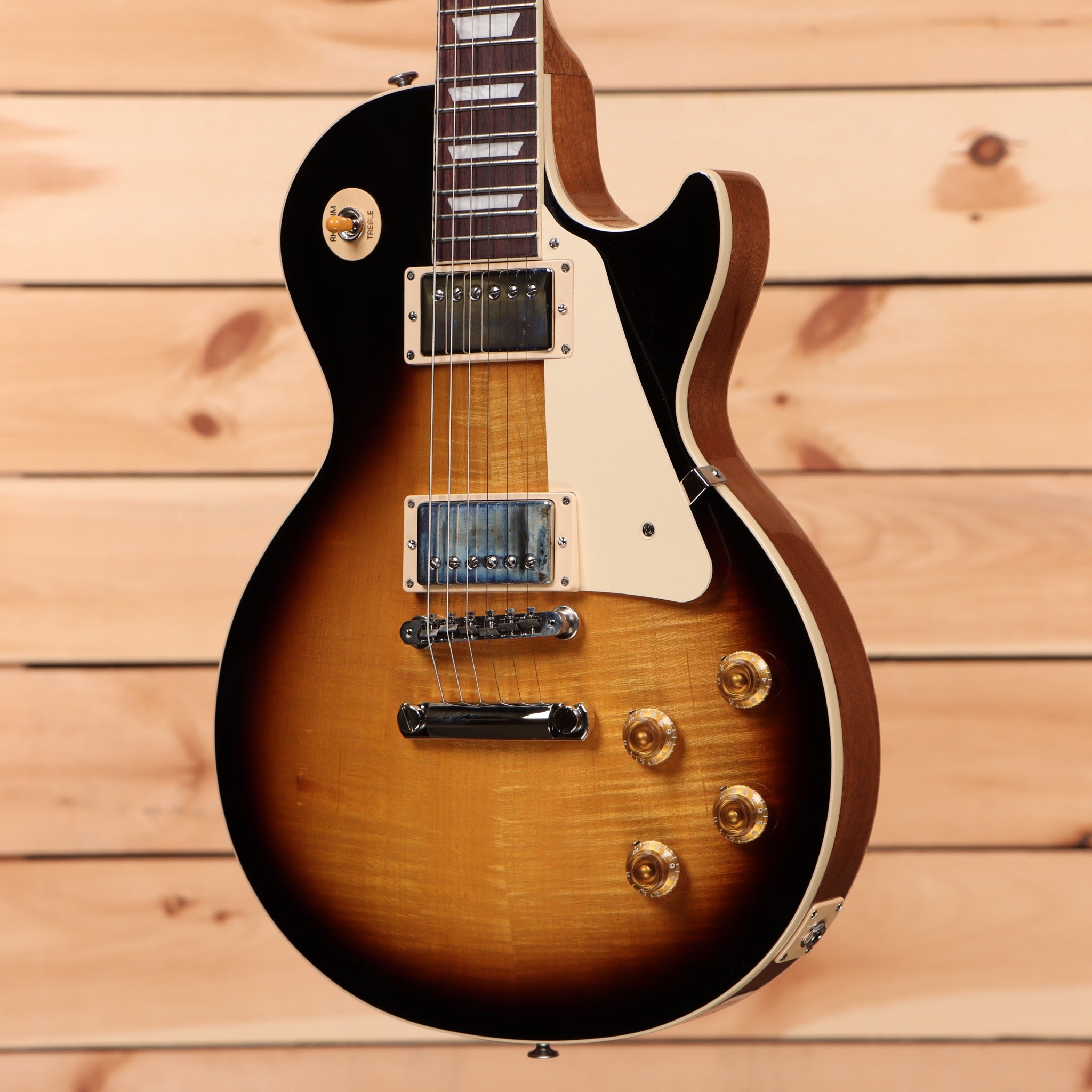 Gibson Les Paul Standard 50s Figured Top electric guitar Tobacco Burst with dual humbuckers and gold hardware