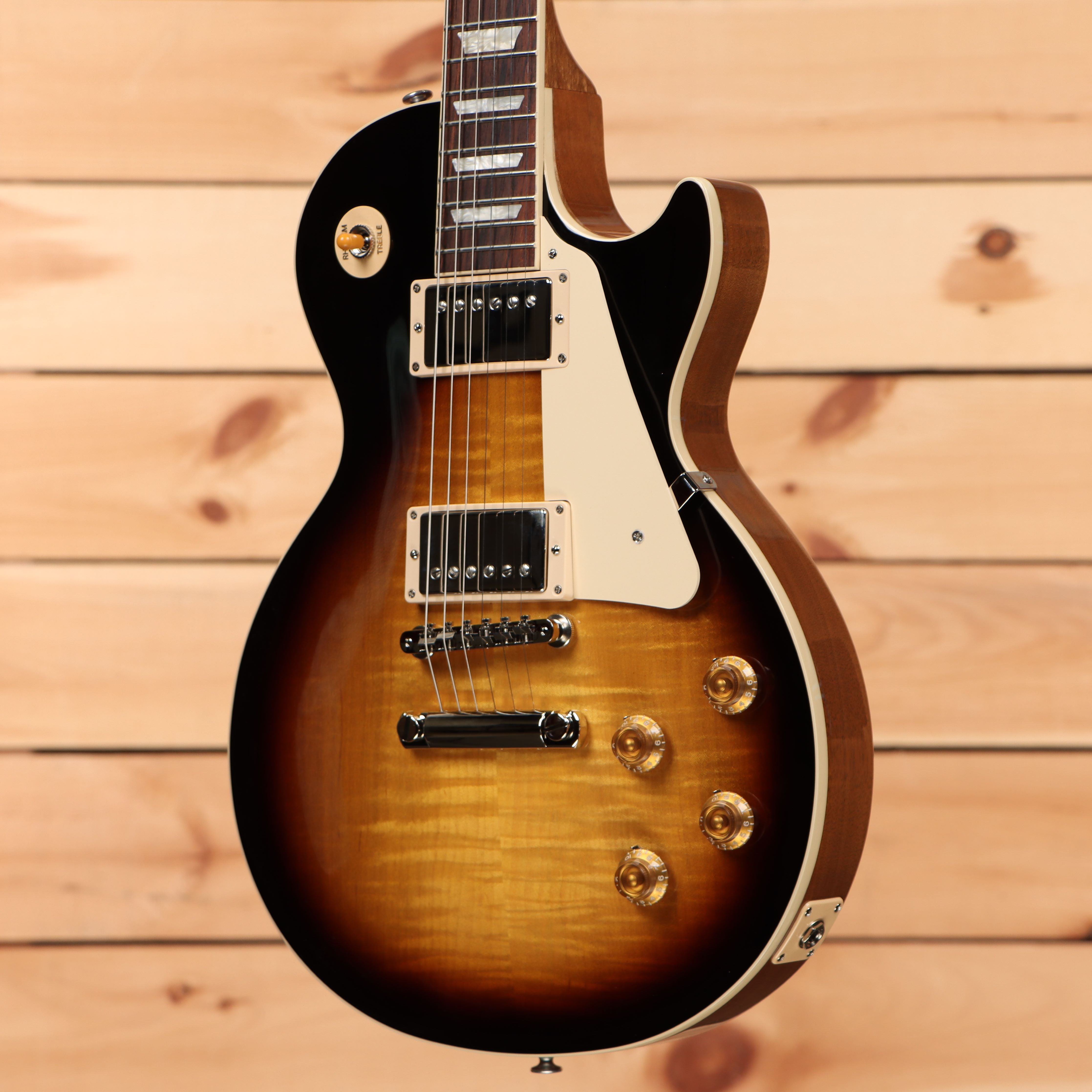 Gibson Les Paul Standard 50s Figured Top electric guitar Tobacco Burst with gold hardware and humbucker pickups