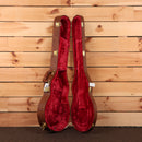 Gibson Les Paul Special guitar hardshell case brown exterior red velvet interior with gold hardware open view