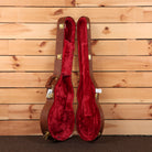 Gibson Les Paul Special guitar hardshell case brown exterior red velvet interior with gold hardware open view