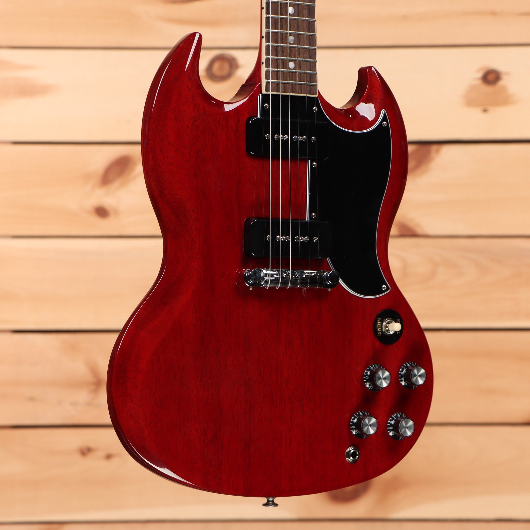 Gibson SG Special electric guitar Vintage Cherry with black pickguard and dual humbuckers