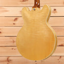 Gibson ES-335 semi-hollow electric guitar Figured Antique Natural with white binding and f-holes