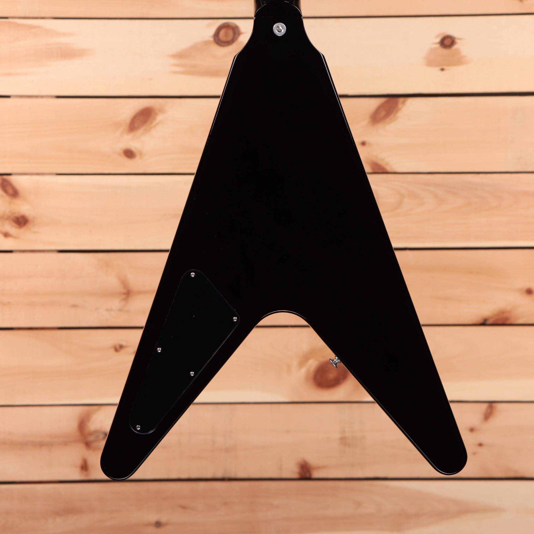 Gibson Flying V 80s electric guitar Ebony black with angular body design and exposed hardware