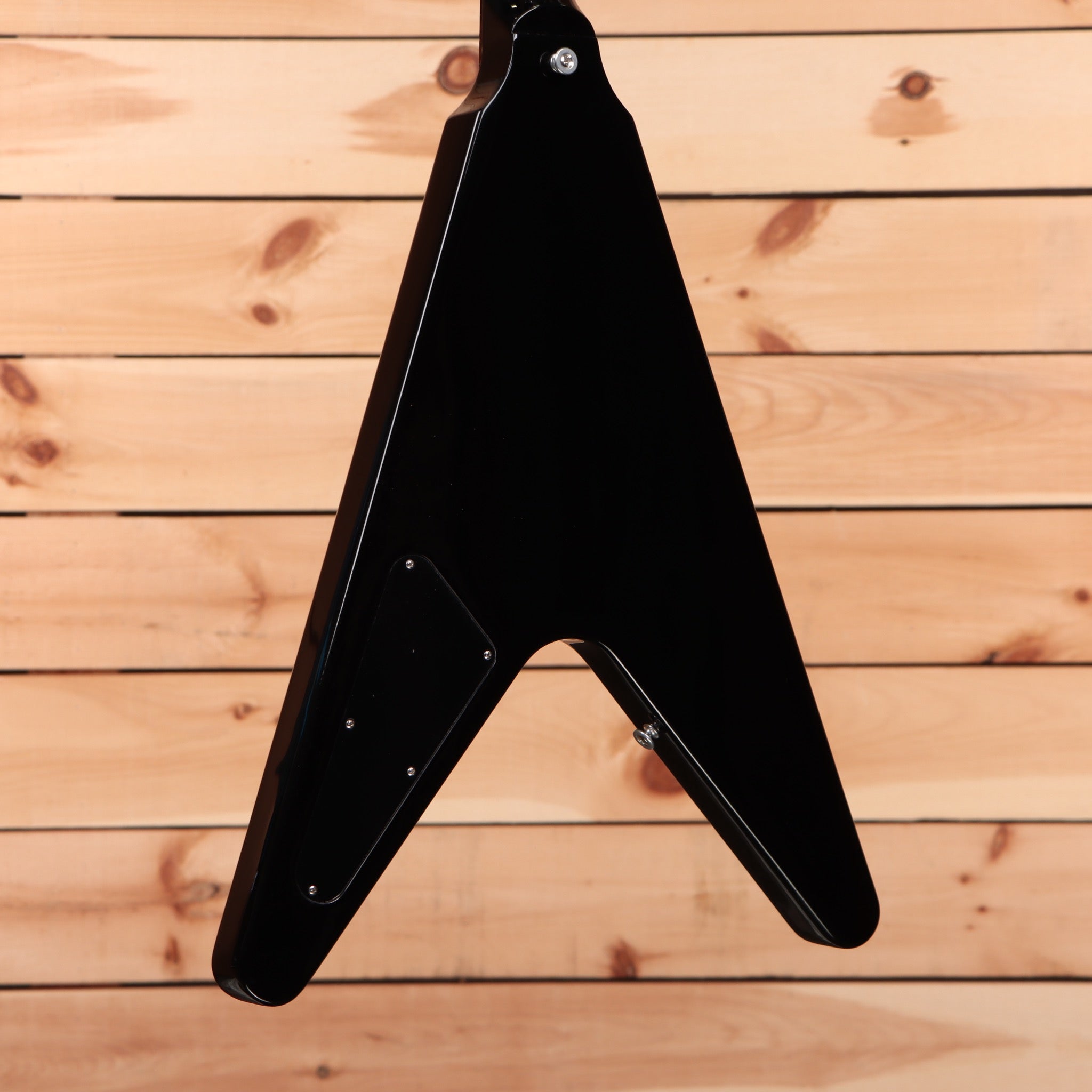 Gibson Flying V electric guitar Ebony black with angular body design and chrome hardware