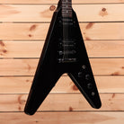 Gibson 80s Flying V Ebony electric guitar with dual humbucker pickups and angular body design