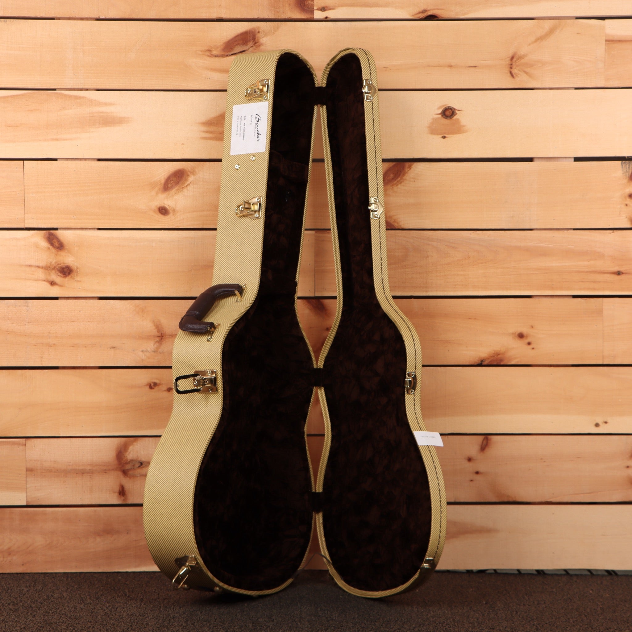 Boucher BG41G pre-owned classical guitar natural finish with black velvet-lined case and gold hardware