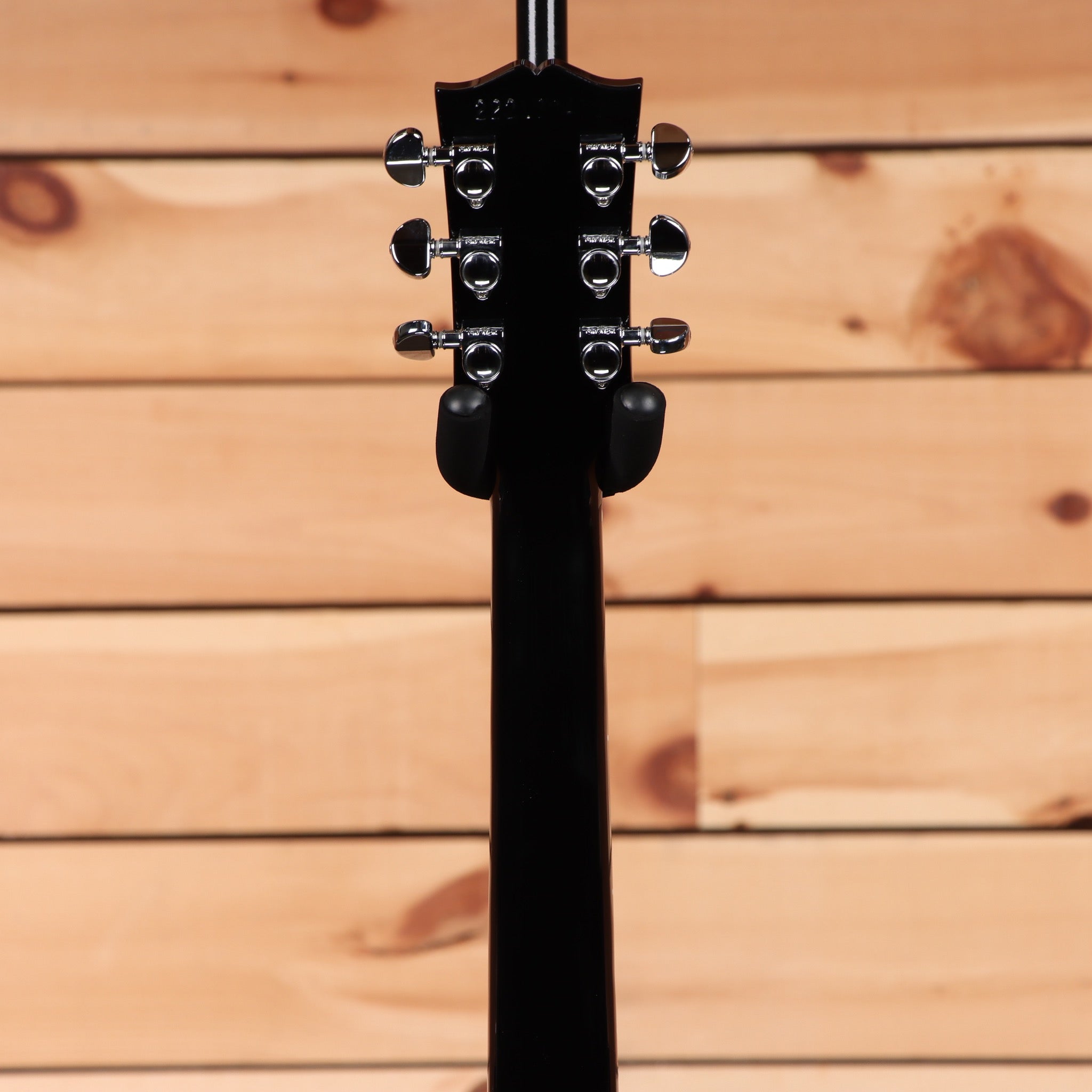 Gibson Les Paul Studio Ebony electric guitar with chrome tuning machines and humbucker pickups