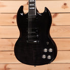 Gibson SG Modern electric guitar Trans Black Fade with dual humbucker pickups and dark rosewood fretboard