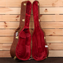 Gibson J45 50s acoustic guitar faded sunburst with brown leather case and red velvet lining