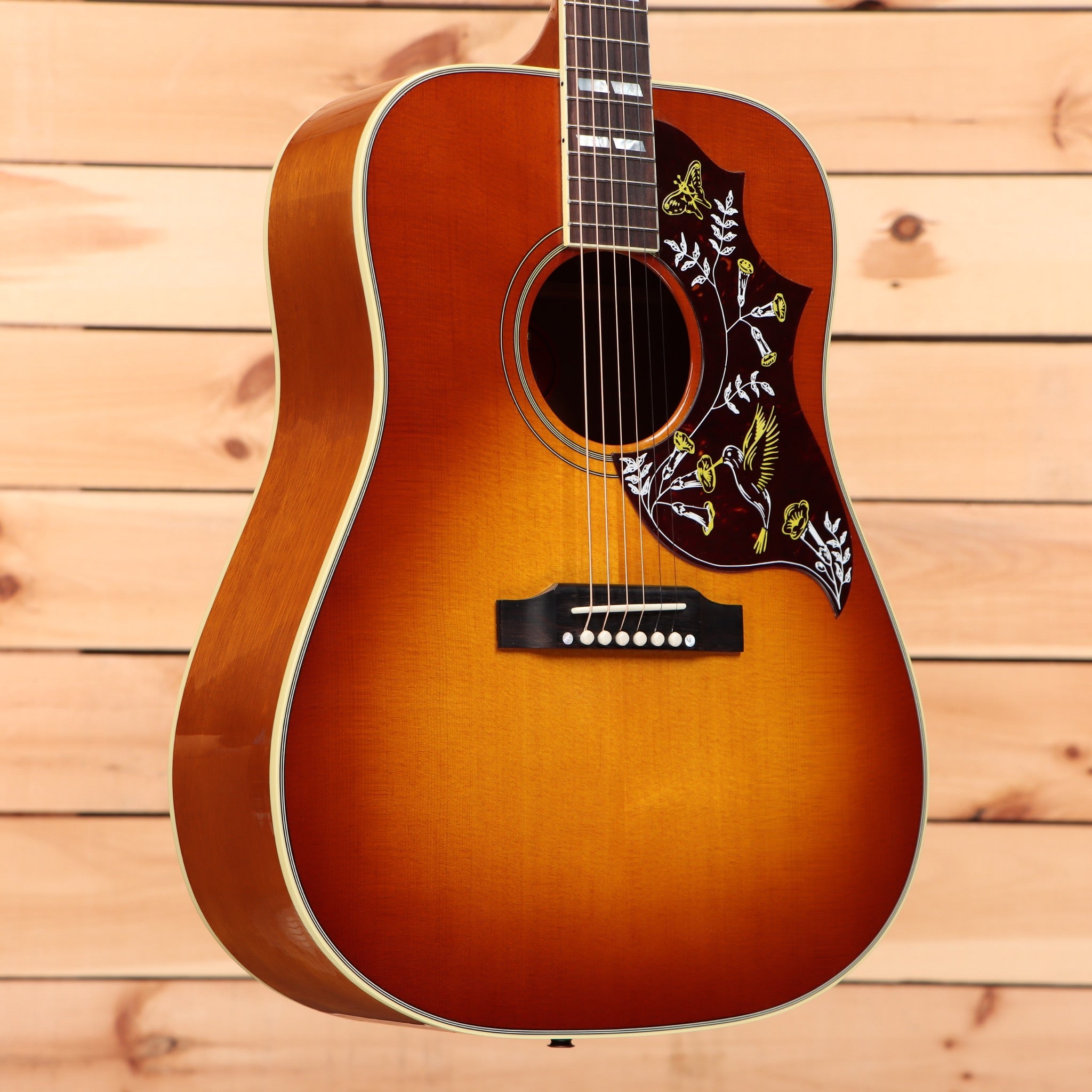 Gibson Hummingbird Original dreadnought acoustic guitar Heritage Cherry Sunburst with floral pickguard inlay