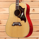 Gibson Dove Original dreadnought acoustic guitar Antique Natural with red back and inlaid bird pickguard