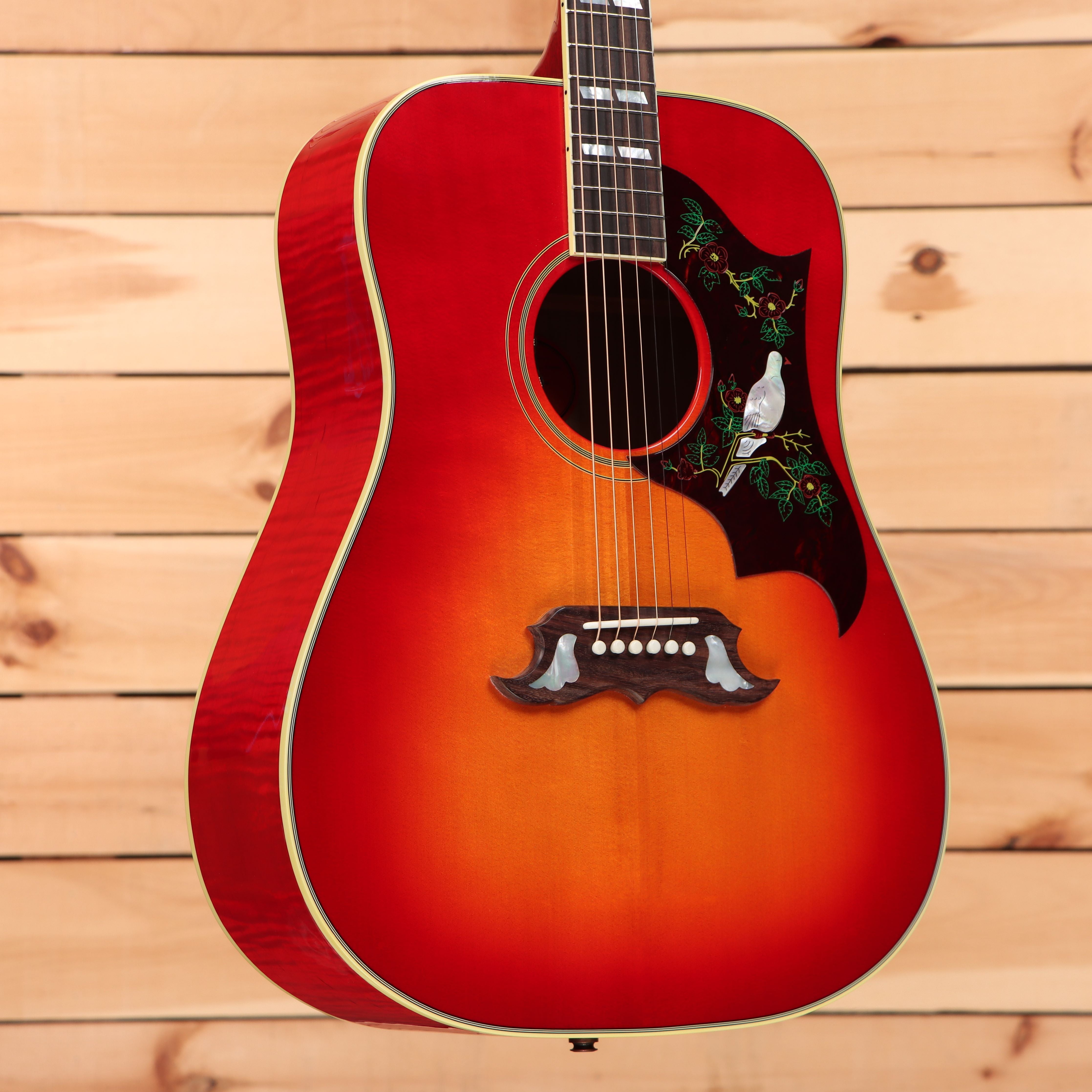 Gibson Dove Original acoustic guitar Vintage Cherry Sunburst with floral pickguard inlay