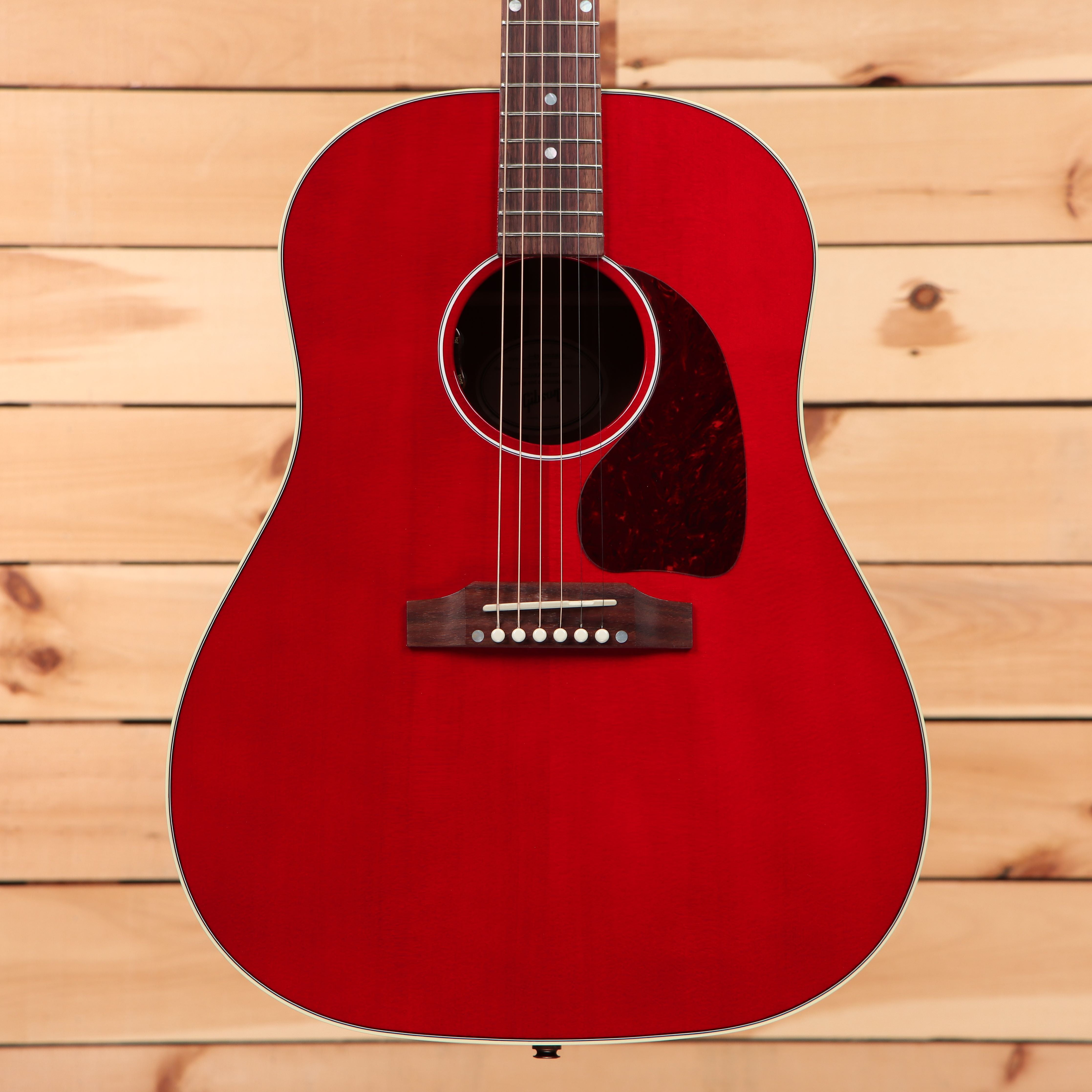Gibson J45 Standard acoustic guitar cherry finish with rosewood fretboard and pickguard