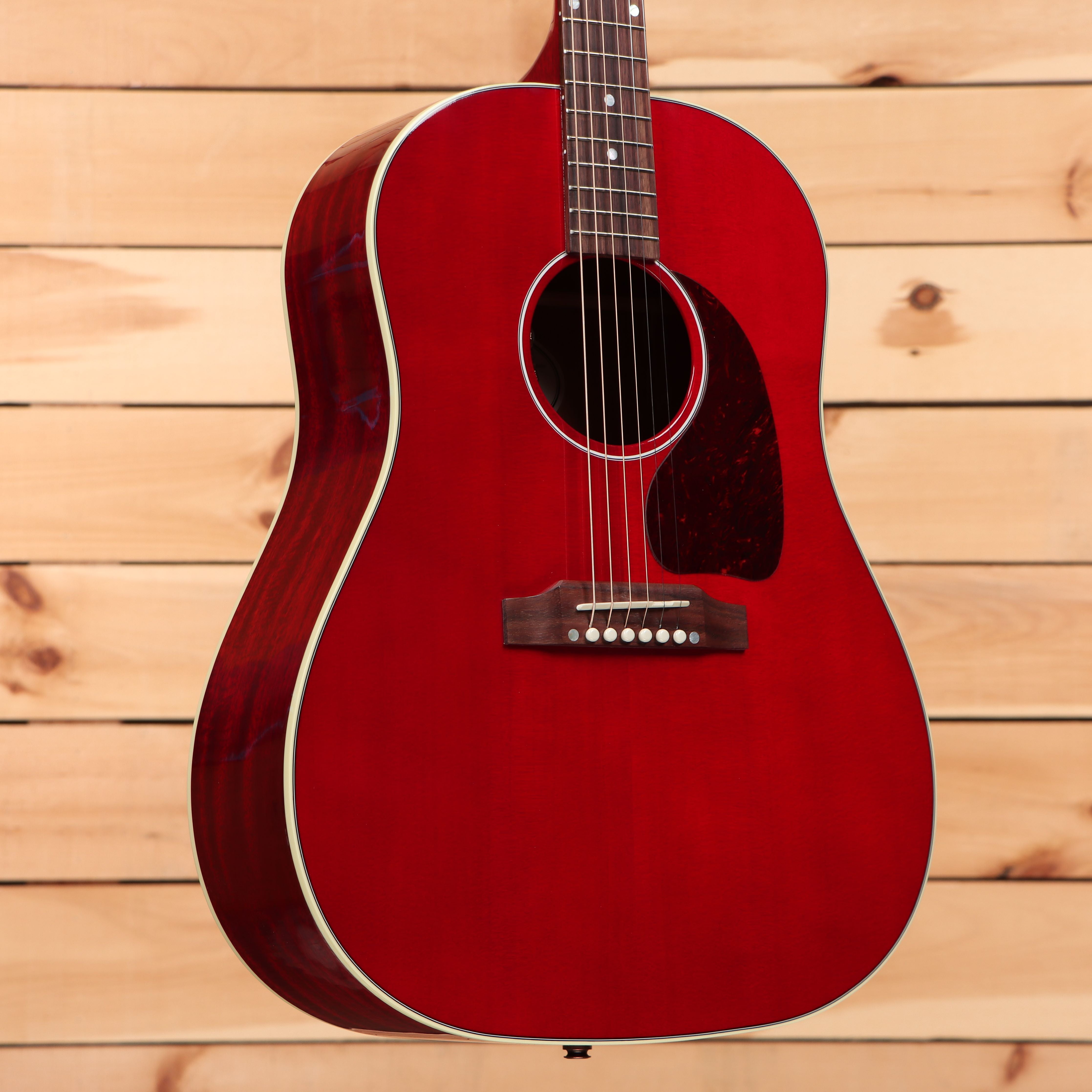 Gibson J45 Standard acoustic guitar cherry red finish with white binding
