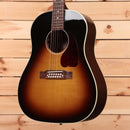 Gibson J45 Standard 12-string acoustic guitar Vintage Sunburst with white binding and rosewood bridge