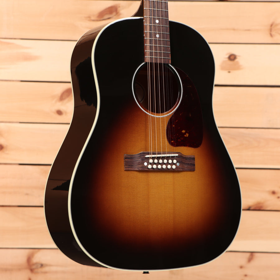 Gibson J45 Standard 12-string acoustic guitar Vintage Sunburst with white binding