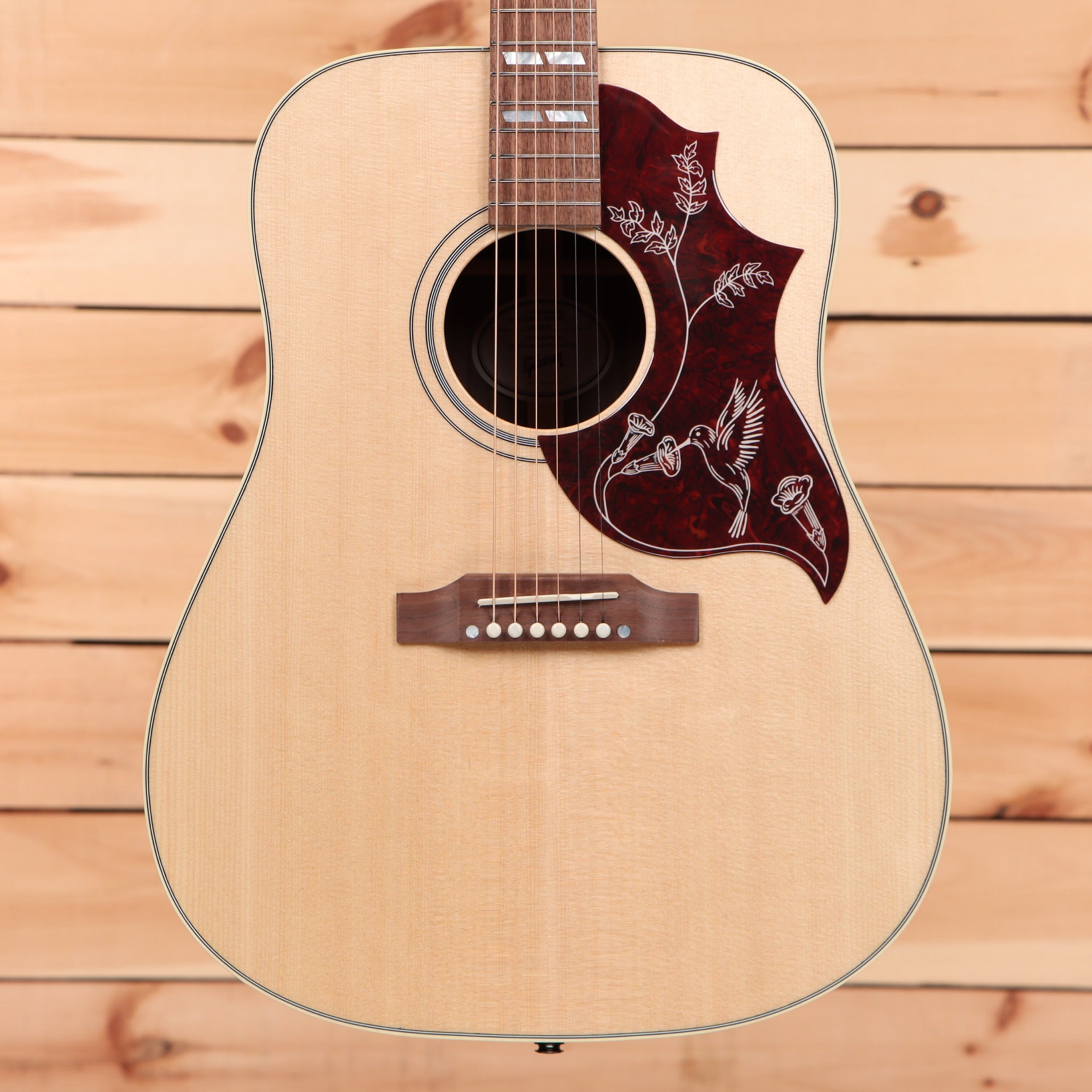 Gibson Hummingbird Studio acoustic guitar Walnut Natural with burgundy floral pickguard