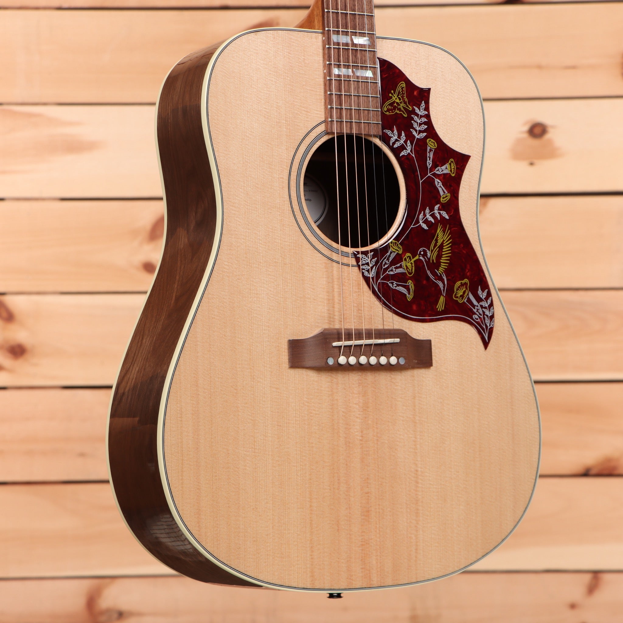 Gibson Hummingbird Studio dreadnought acoustic guitar natural walnut with burgundy pickguard inlay