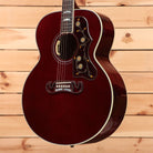 Gibson SJ200 Standard acoustic guitar wine red with abalone inlay pickguard and 12-string setup