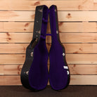 Gibson J-35 vintage sunburst acoustic guitar with purple velvet-lined hard case