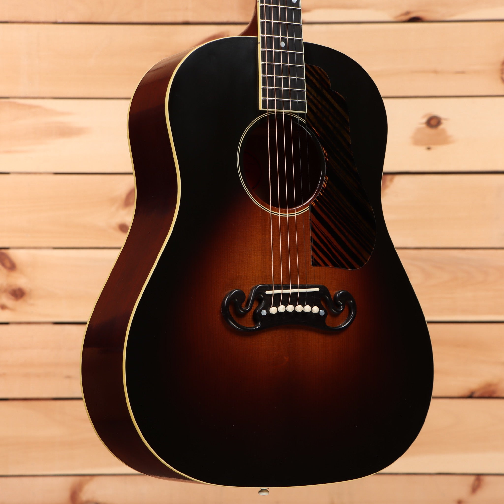 Gibson 1939 J-55 Reissue dreadnought acoustic guitar faded vintage sunburst with ornate pickguard