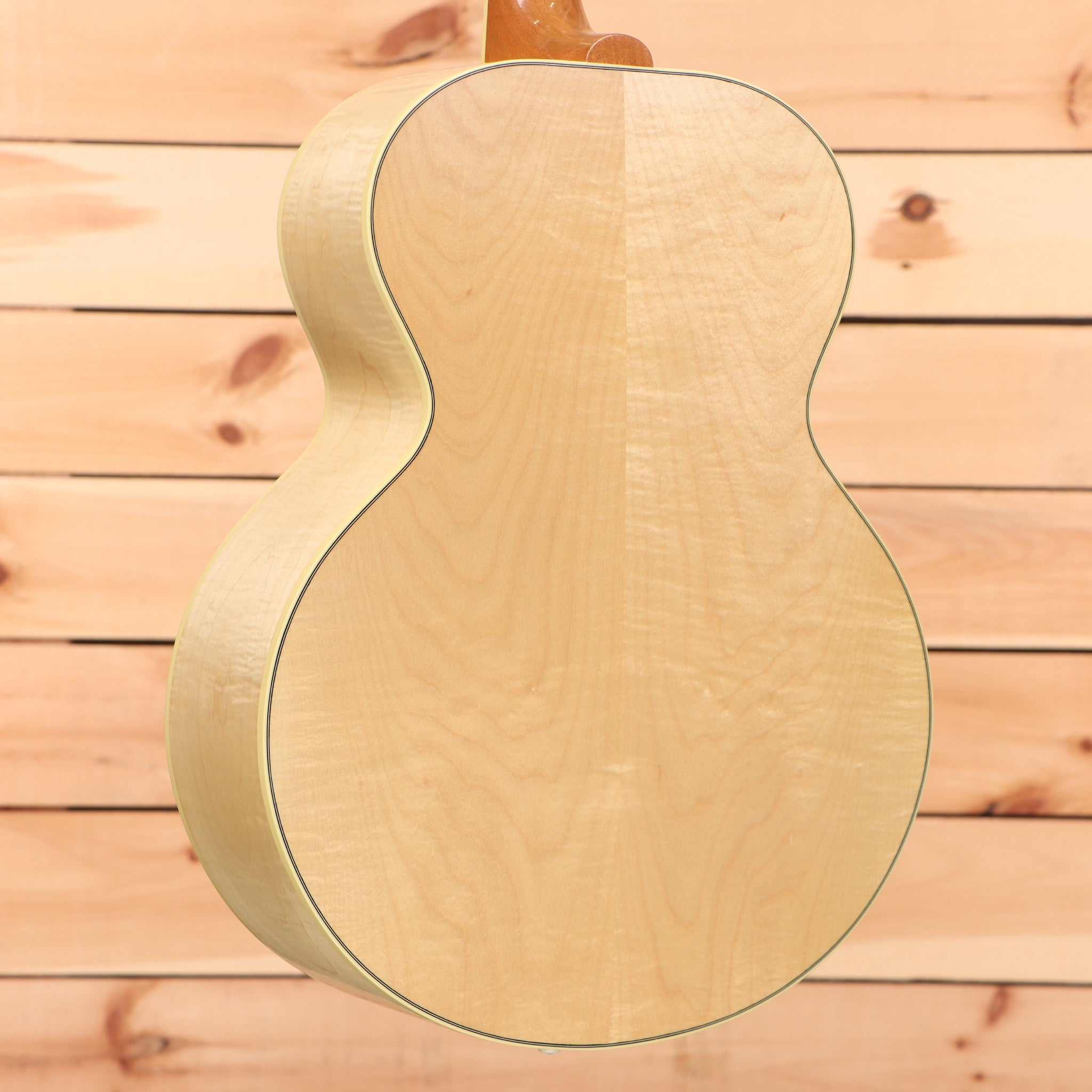 Gibson J-185 acoustic guitar antique natural finish with bound body and maple neck