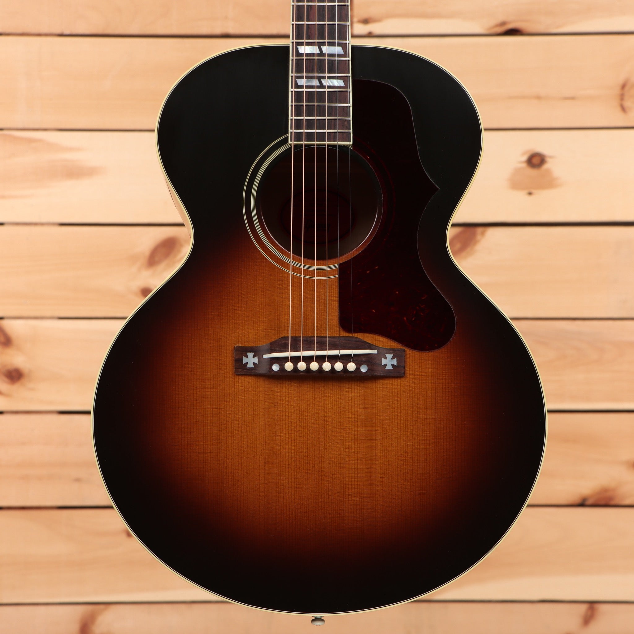 Gibson J-185 Vintage Sunburst acoustic guitar jumbo body with rosewood fretboard