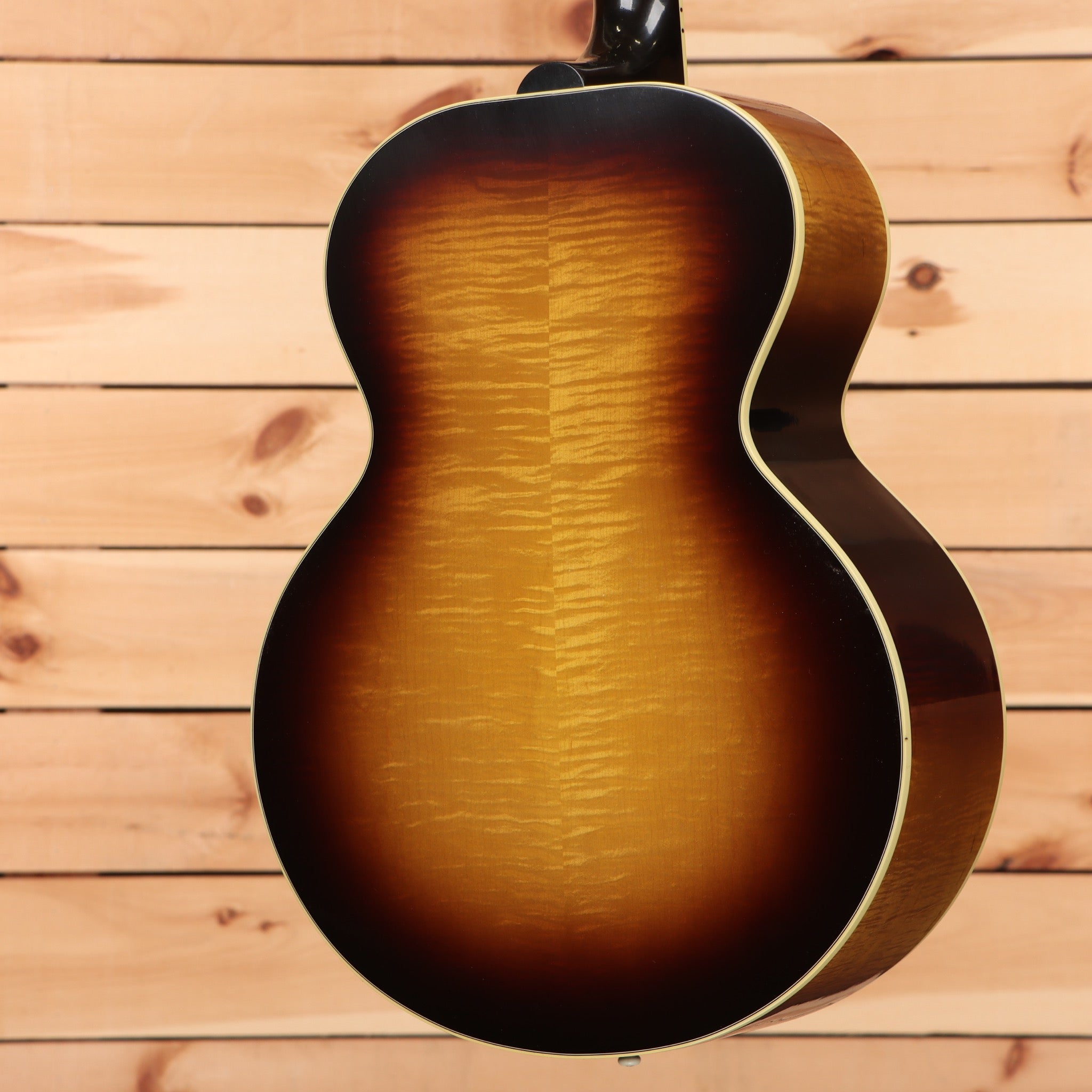 Gibson J-185 vintage sunburst acoustic guitar with flamed maple back and sides