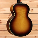 Gibson J-185 acoustic guitar vintage sunburst finish with cream binding and maple back