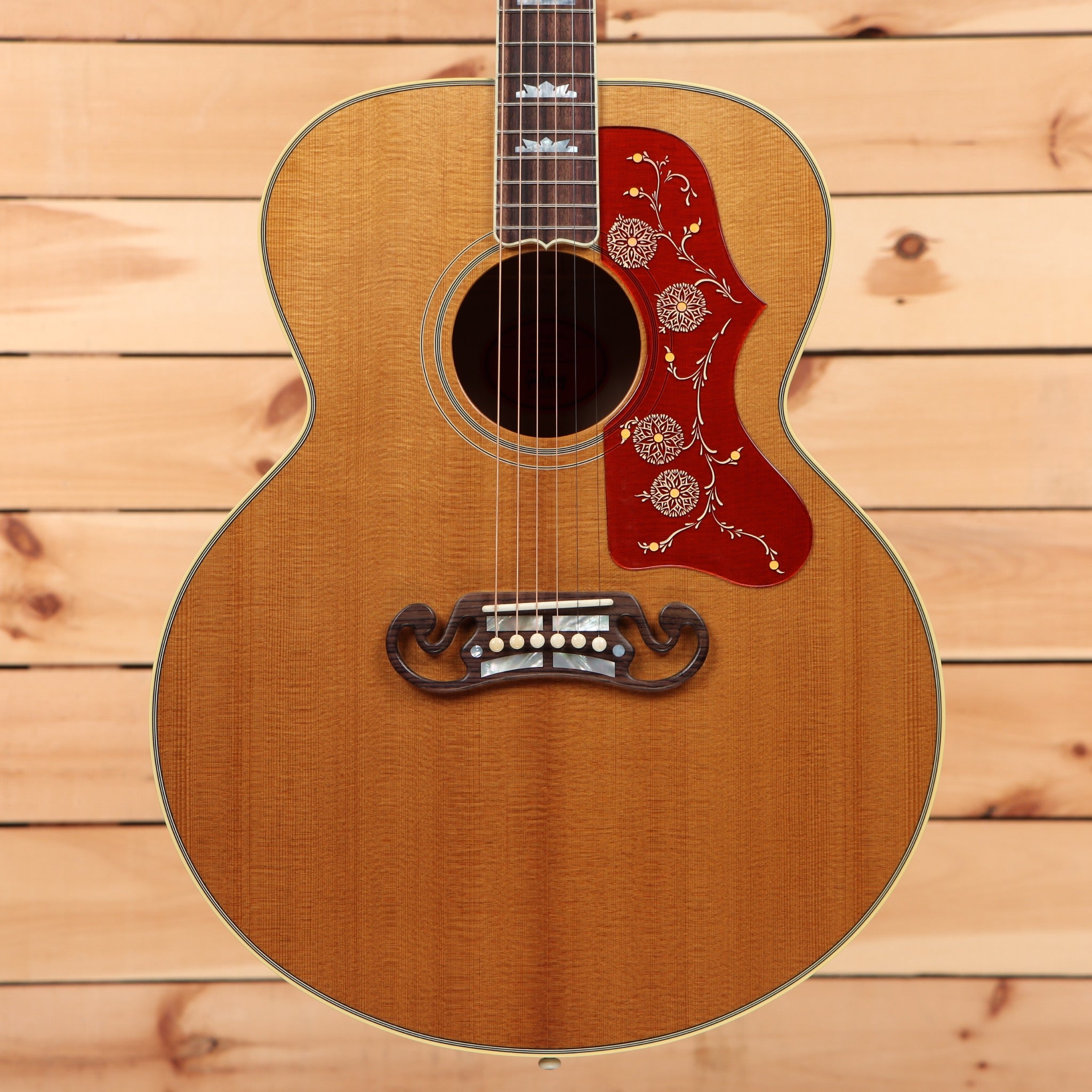 Gibson 1957 SJ200 jumbo acoustic guitar Antique Natural with red floral pickguard