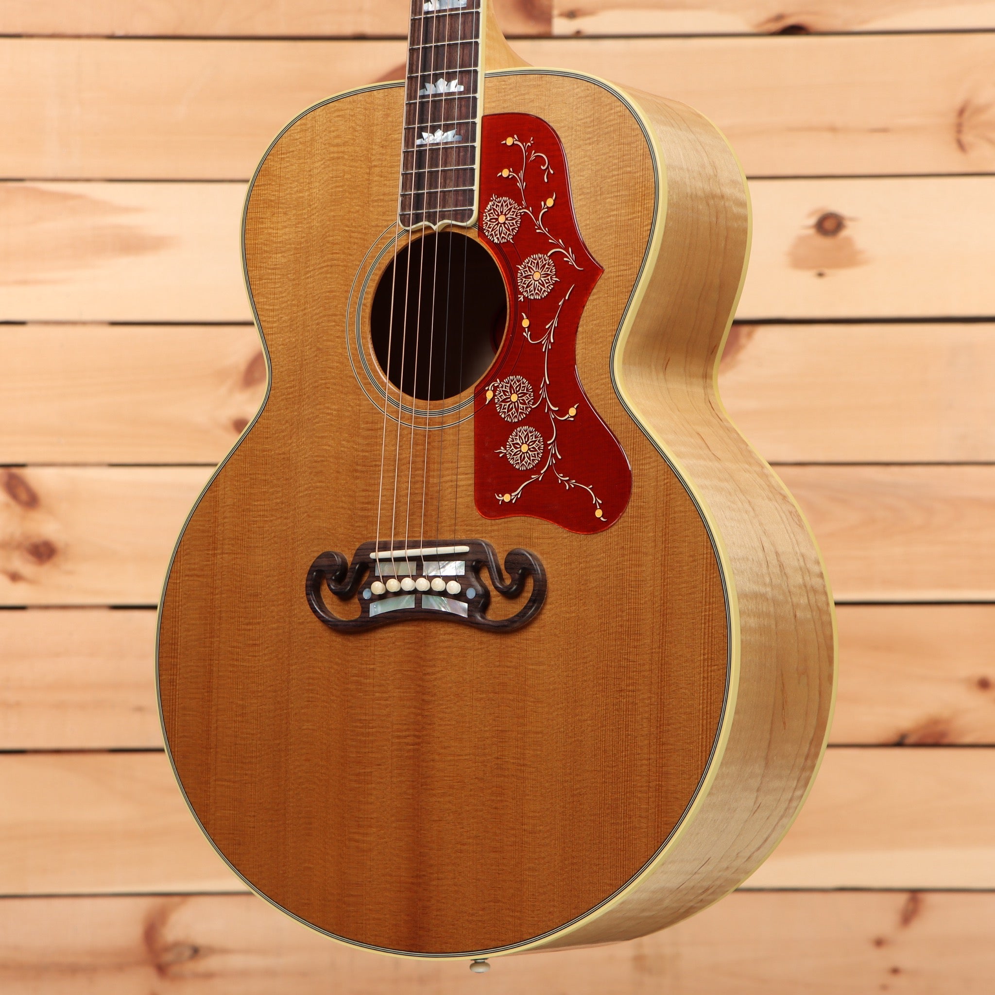 Gibson 1957 SJ200 jumbo acoustic guitar Antique Natural with red floral pickguard
