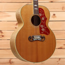 Gibson SJ200 Jumbo acoustic guitar Antique Natural with ornate red pickguard and abalone binding