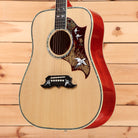 Gibson Doves in Flight dreadnought acoustic guitar antique natural with ornate pickguard and inlaid soundhole rosette