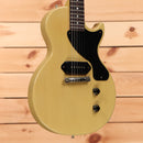 Gibson 1957 Les Paul Junior Single-Cut Reissue VOS TV Yellow electric guitar with P90 pickup and black pickguard