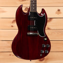 Gibson 1963 SG Special Reissue electric guitar cherry red with dual humbuckers and black pickguard