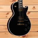 Gibson Les Paul Custom electric guitar Ebony with gold hardware and dual humbuckers