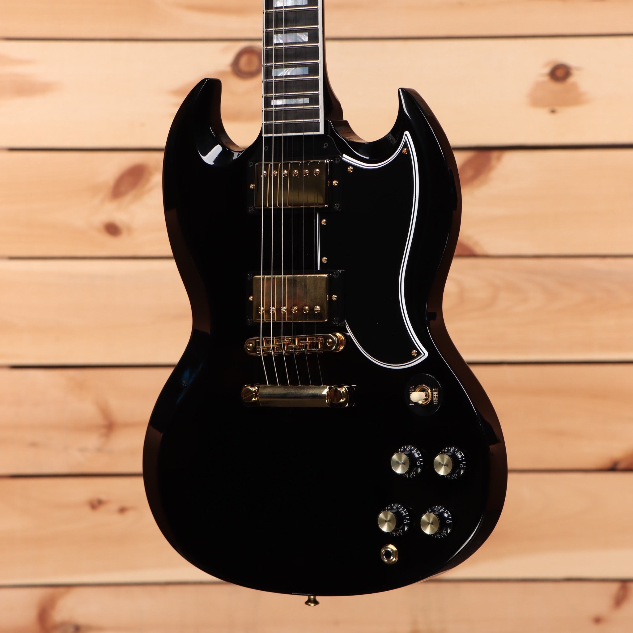 Gibson SG Custom 2-Pickup Ebony electric guitar with dual humbuckers and gold hardware
