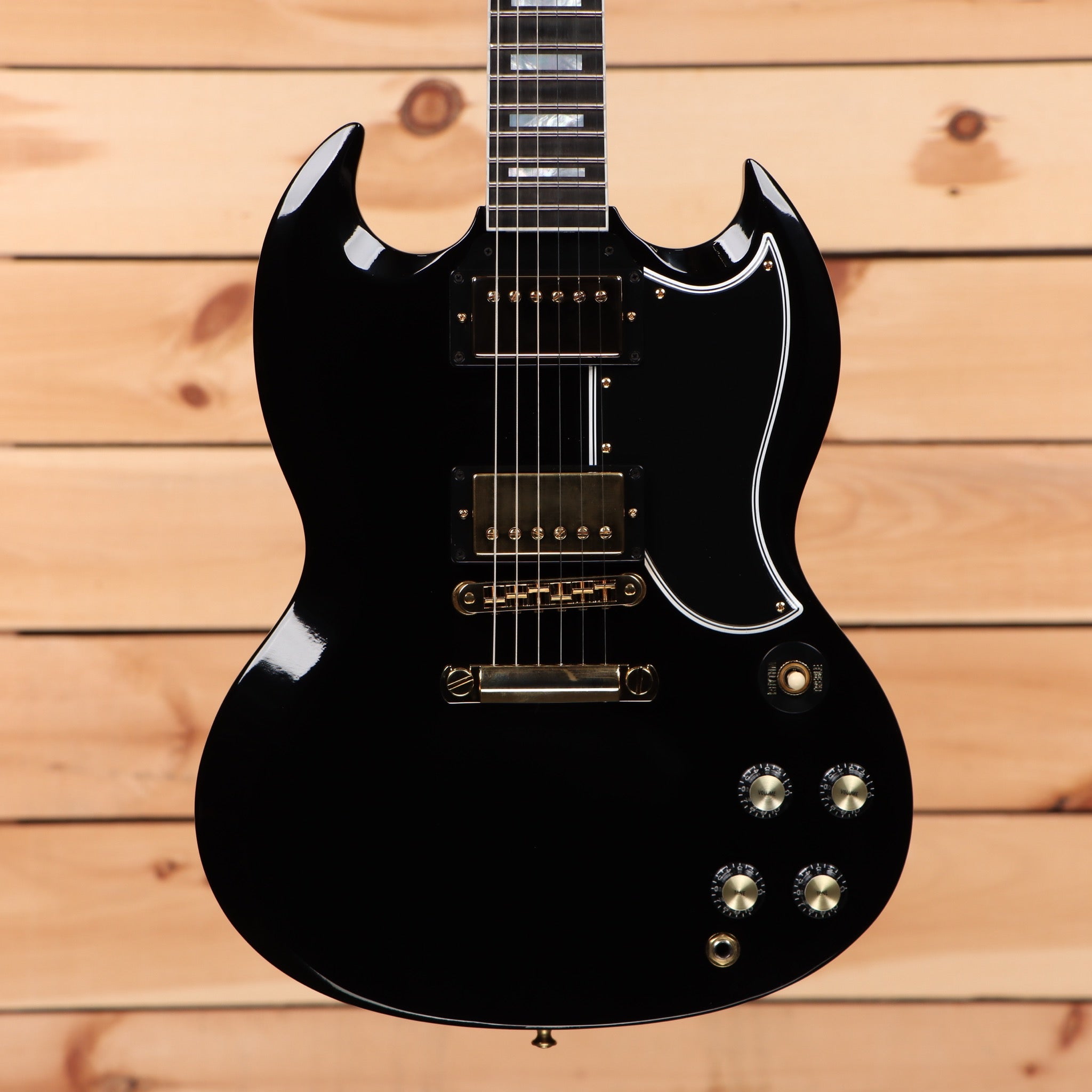 Gibson SG Custom 2-Pickup electric guitar Ebony with dual humbuckers and gold hardware