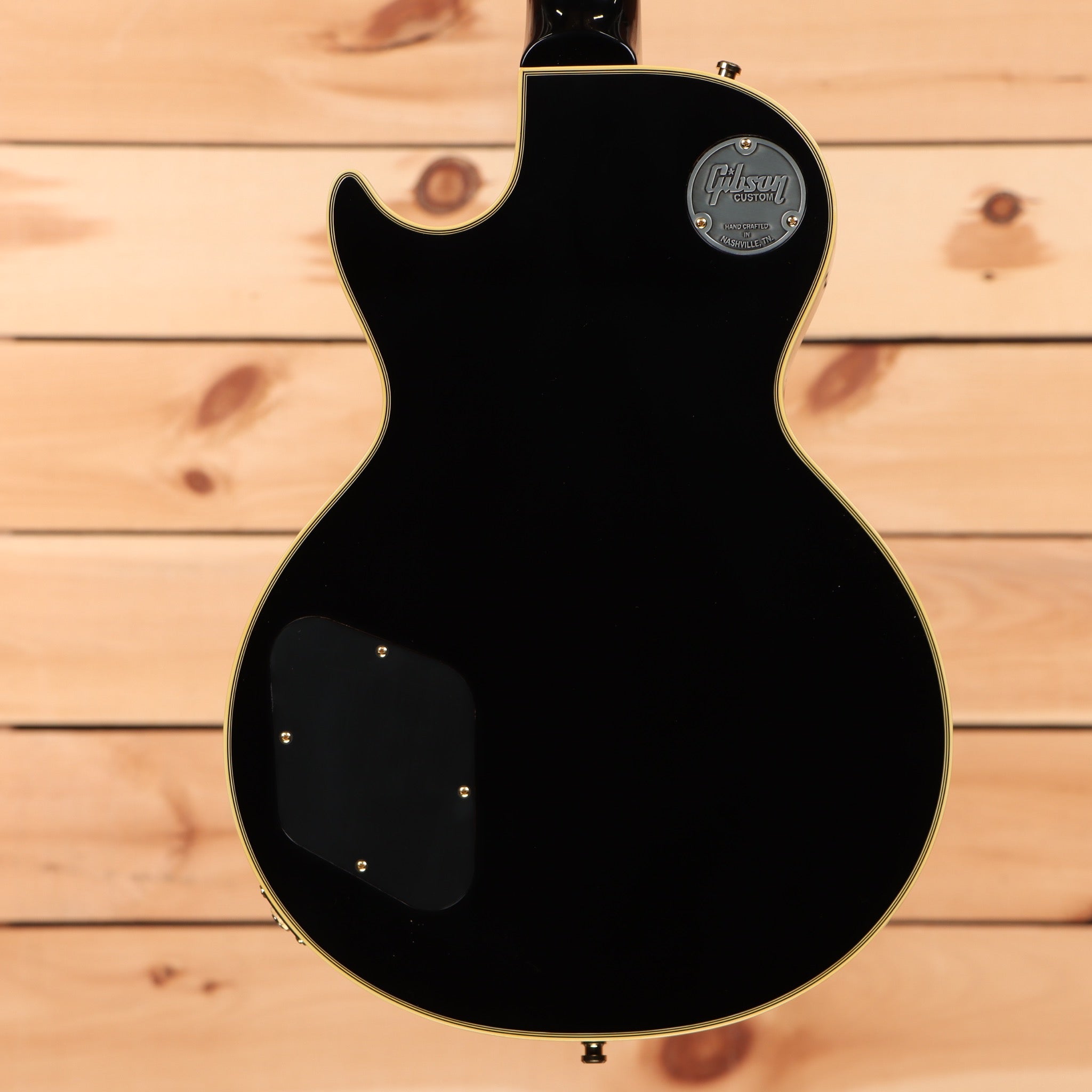 Gibson Peter Frampton Phenix Inspired Les Paul Custom VOS Ebony electric guitar with gold binding