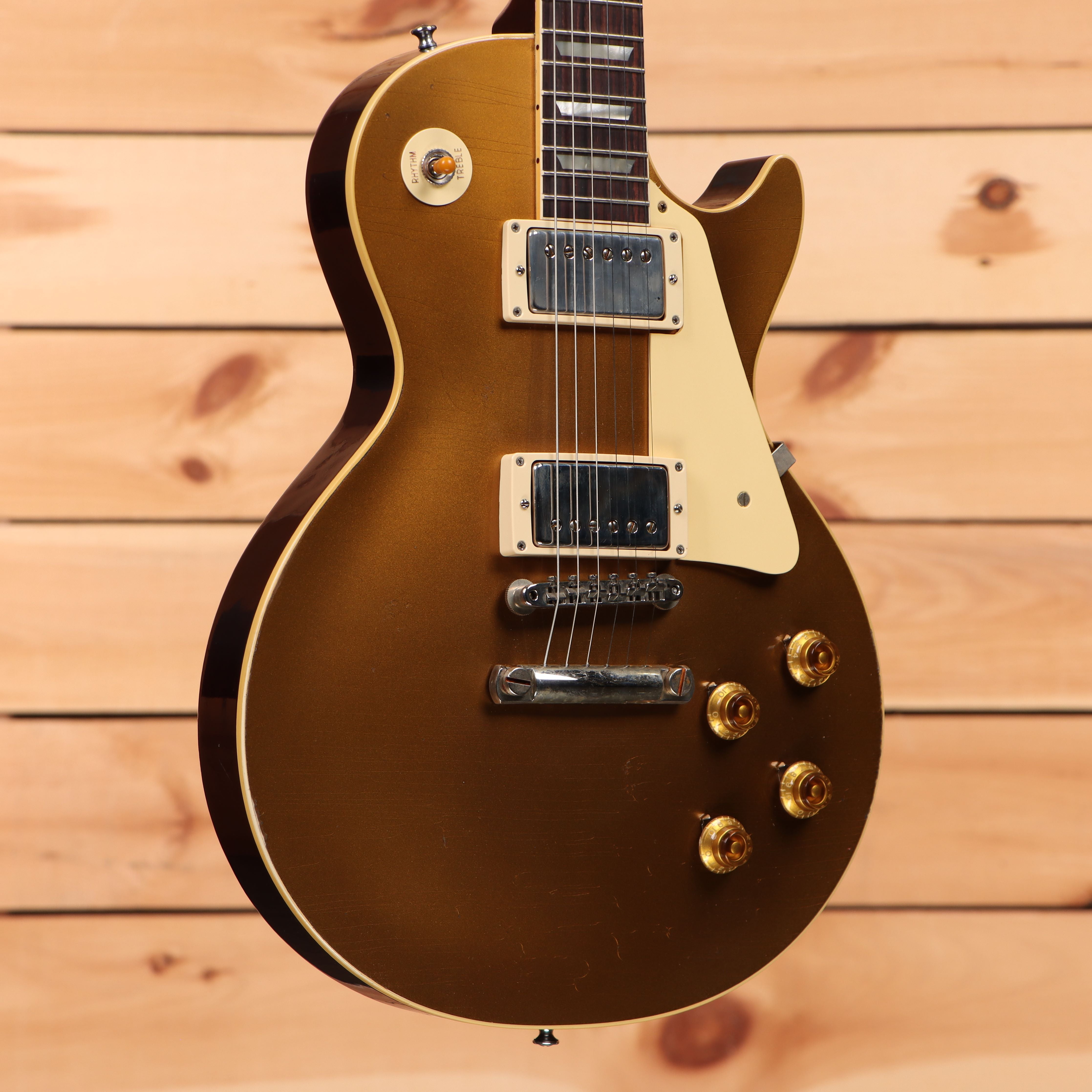 Gibson 1957 Les Paul Goldtop Darkback Reissue light-aged electric guitar with gold hardware and dual humbuckers