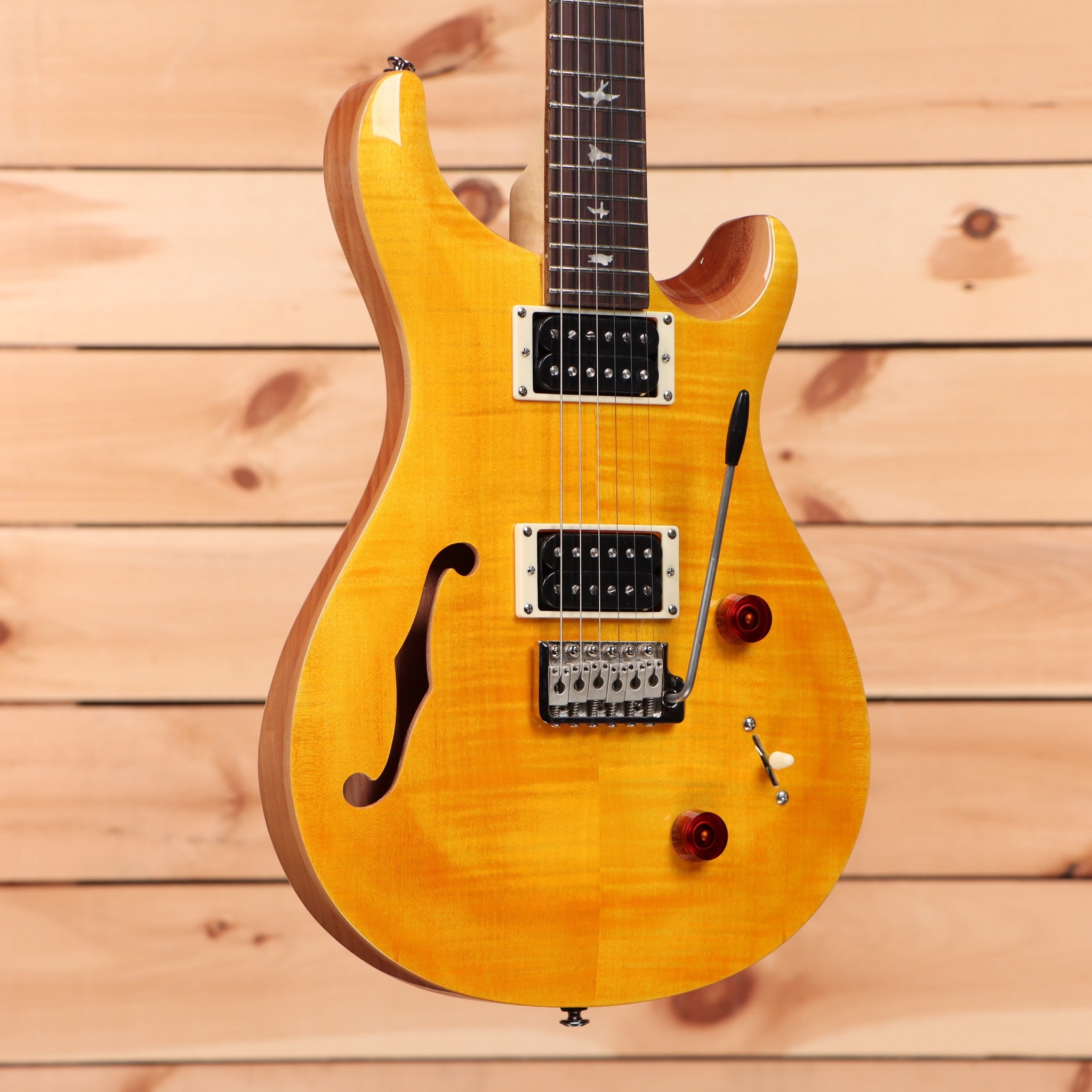 Paul Reed Smith SE Custom 22 semi-hollow electric guitar Santana Yellow with dual humbucker pickups
